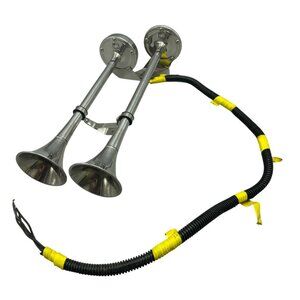 AFI Dual Trumpet Chrome Train air Horn With Wiring Kit 12V made in Japan